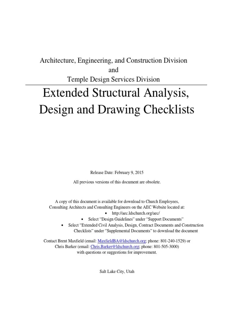 Extended Structural Analysis Design and Drawing Checklists PDF