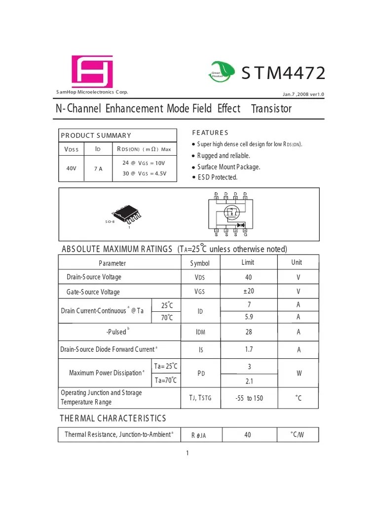 STM 4472 PDF Field Effect Transistor Physical Quantities