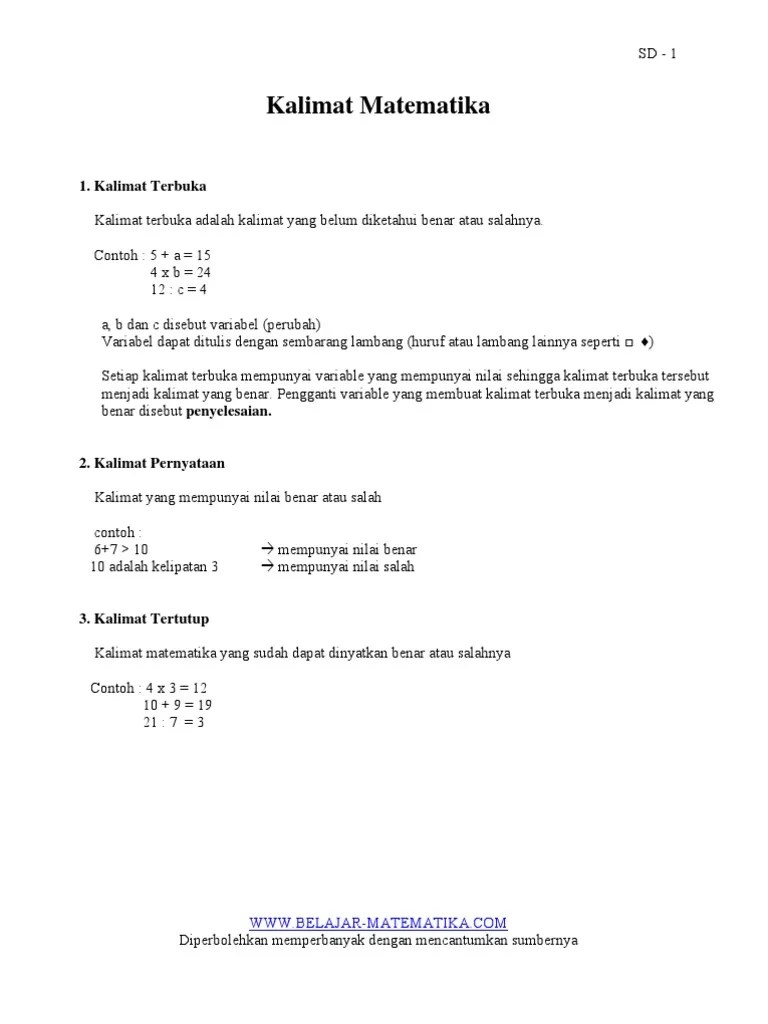Kalimat Matematika | PDF