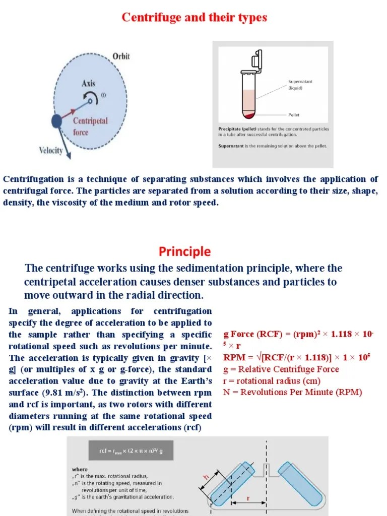 Centrifuge and Its Types PDF Centrifugation Centrifuge