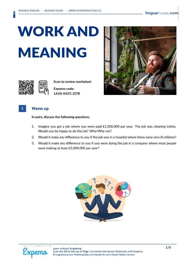 Work and Meaning British English Student PDF