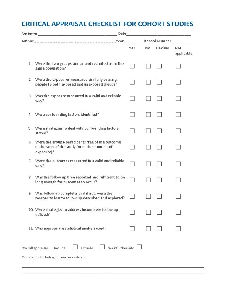 Checklist For Cohort Studies PDF Confounding Cohort Study