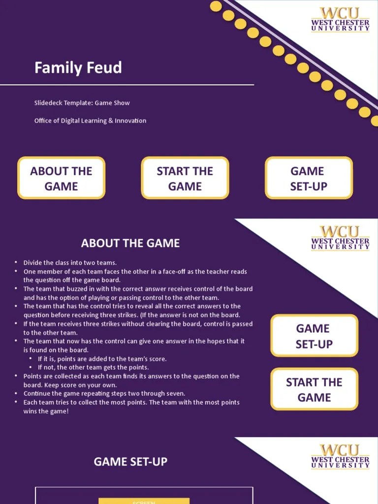 Family Feud Template PDF Game Shows