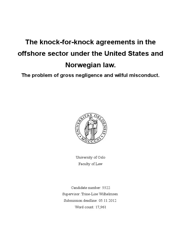 The KnockForKnock Agreements in The Offshore Sector Under The United