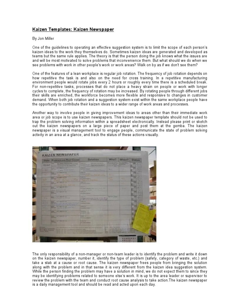 Kaizen Newspaper PDF Business