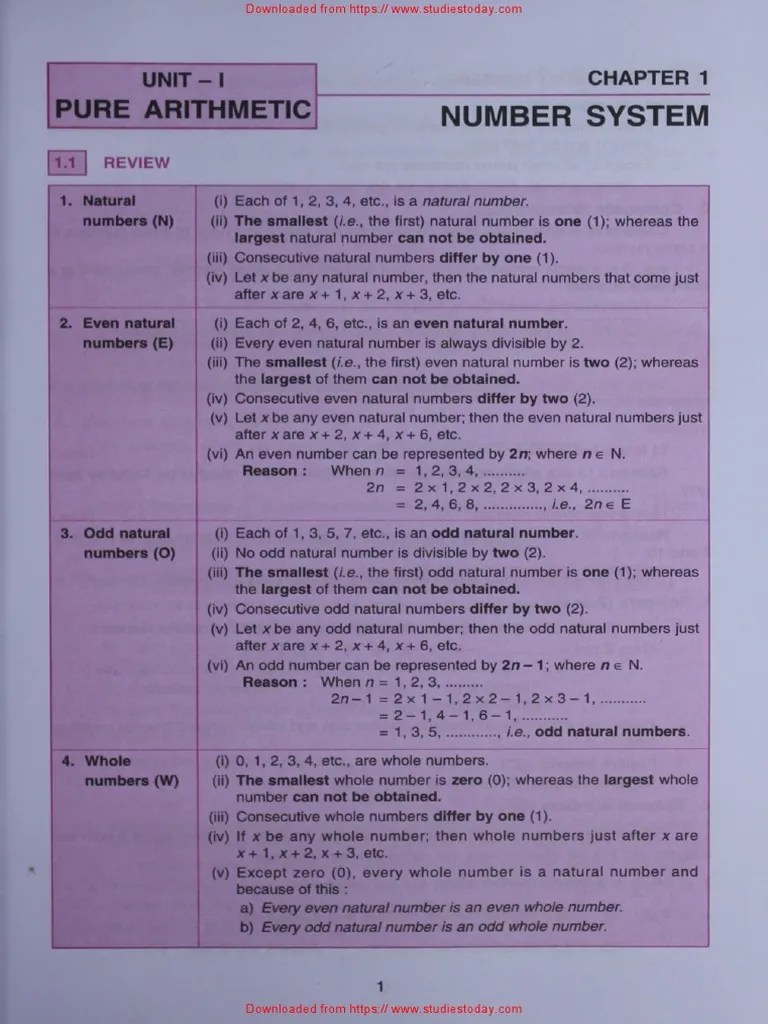 ICSE Class 7 Maths Chapter 01 Number System PDF