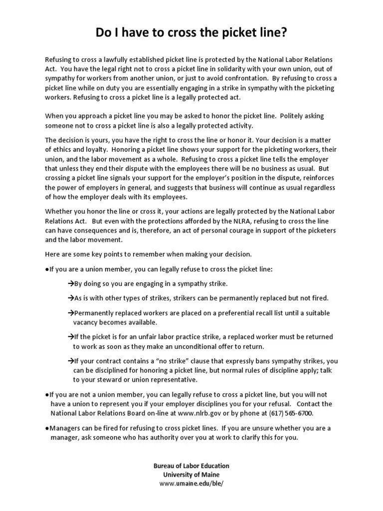 Picket Line PDF Strike Action Picketing