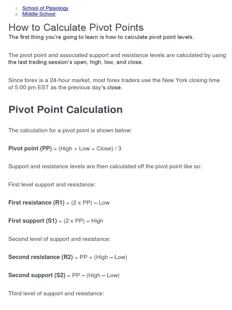 How To Calculate Pivot Points PDF
