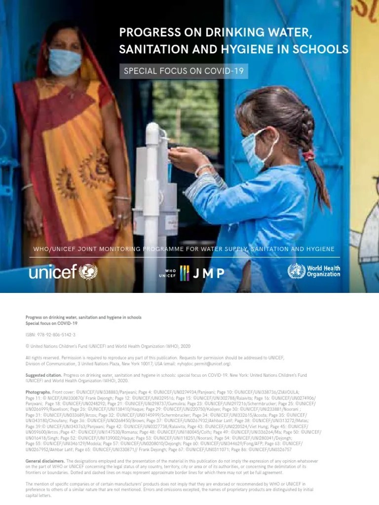 Progress of Drinking Water Sanitation and Hygiene in Schools Special