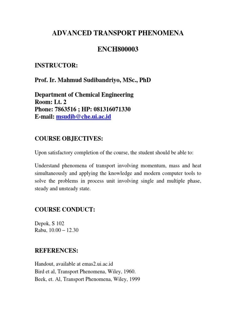 TrsPh1 2023 PDF Transport Phenomena Fluid Dynamics