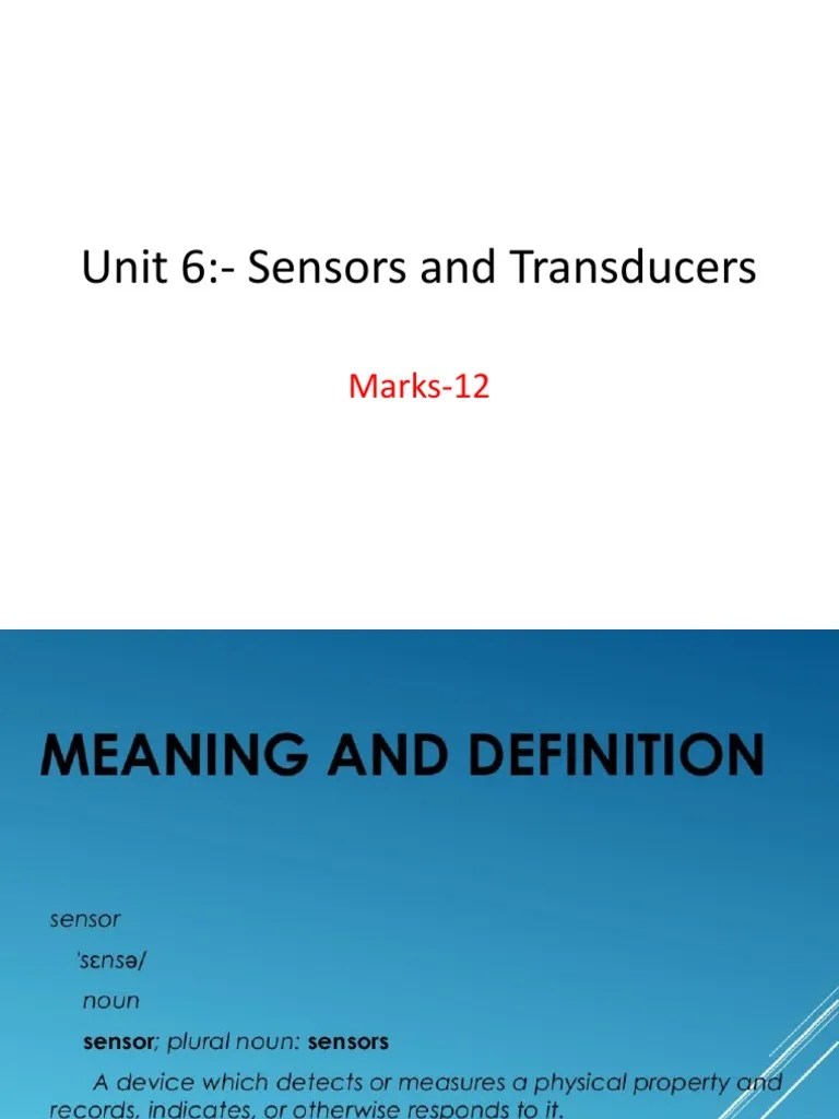 Unit 6 Sensors and Transducers PDF