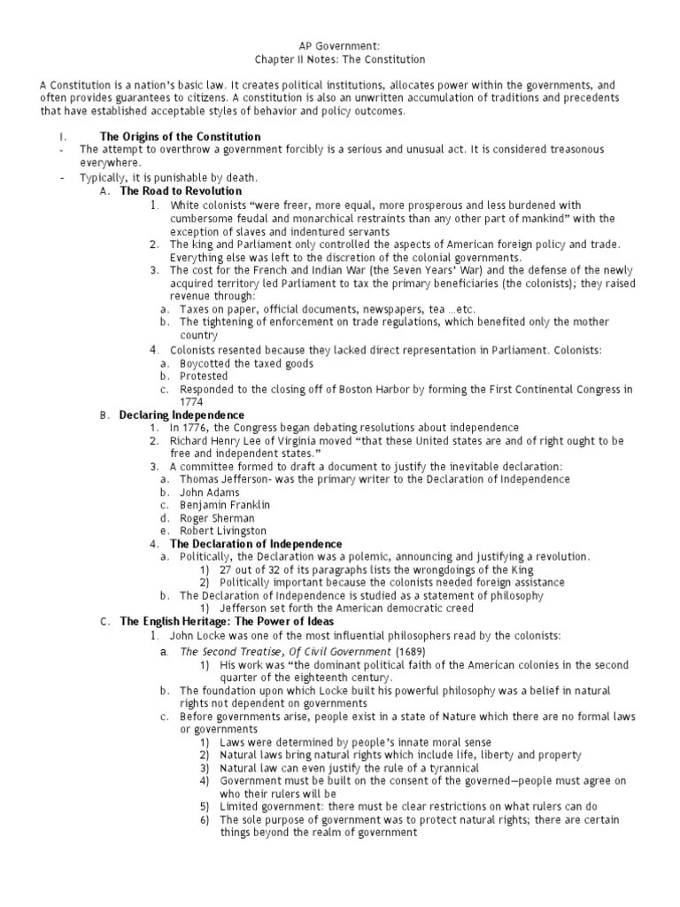 AP NSL Chapter 2 United States Constitution United