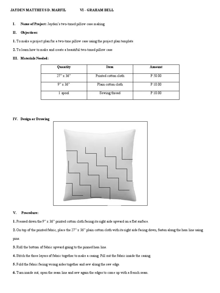 Pillow Case Project Plan PDF