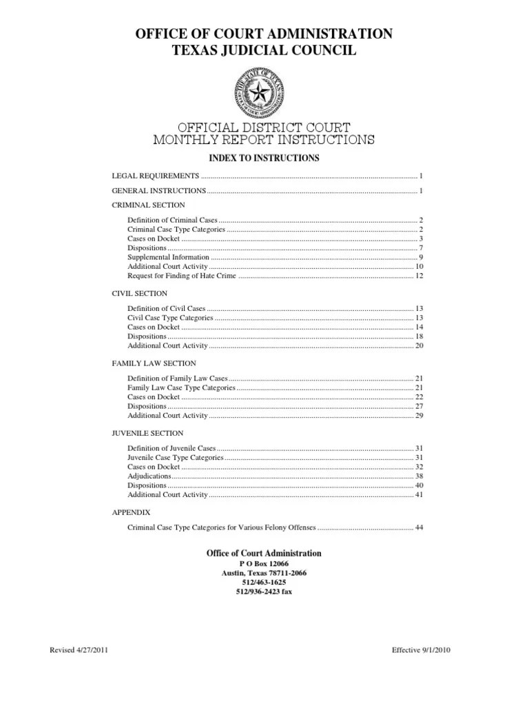 Office of Court Administration Texas Judicial Council Official