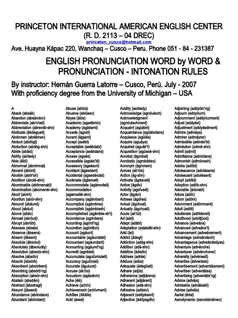 English Pronunciation & Rules Virtual PDF