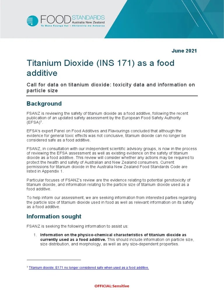 Call For Data Titanium Dioxide PDF