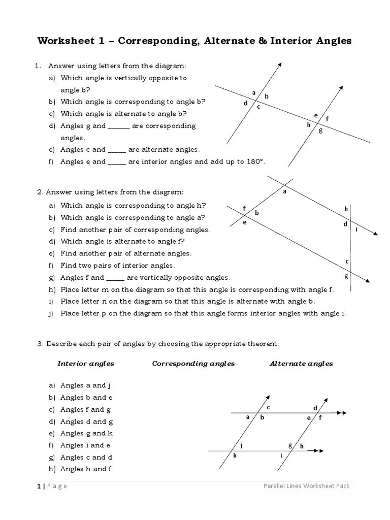 Parallel Lines Worksheets Pack Ed976ac10f0d4c685a34c153e53fcc5f PDF