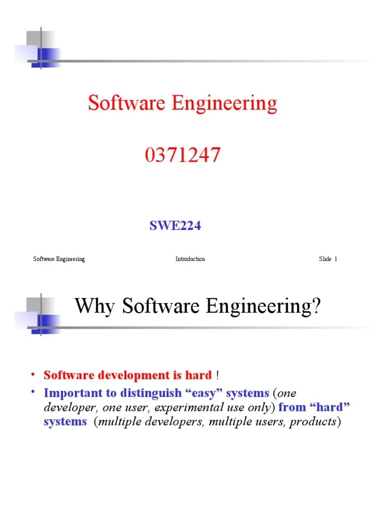1 Introduction to Software Engineering (2) PDF Engineering Software