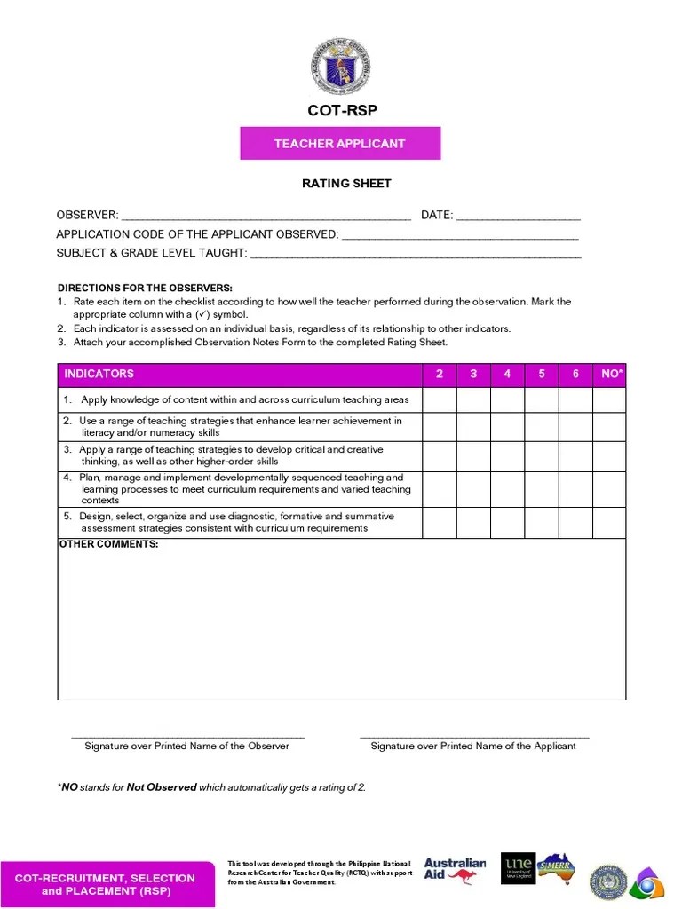 Annex L COTRSP Rating Sheet PDF