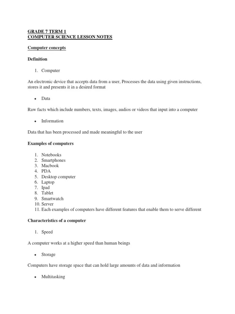 Full Computer Science Notes PDF