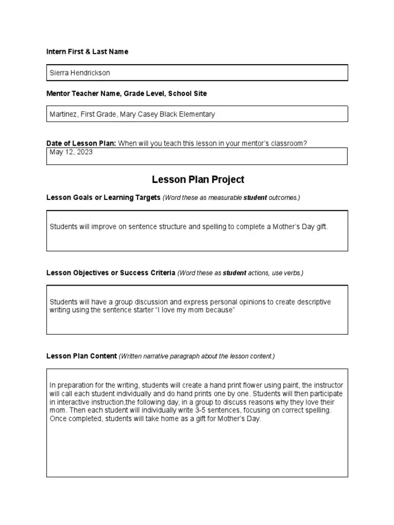 Internship Ccss Lesson Plan Template 4 PDF Lesson Plan Cognition