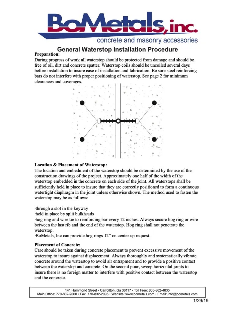 General Waterstop Installation Procedure | PDF