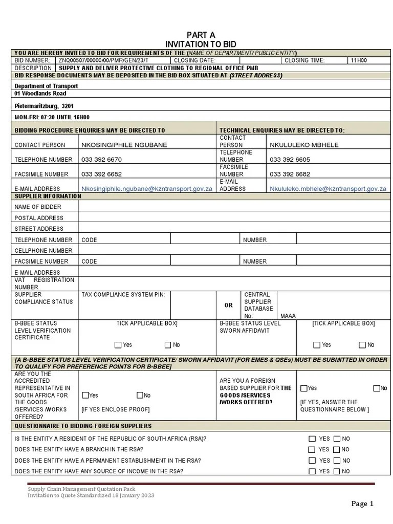 Supply and Deliver Protectiv Clothing To Regional Office PMB PDF