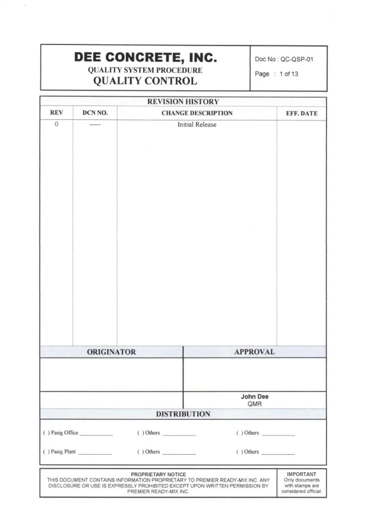 Quality Control Procedure PDF