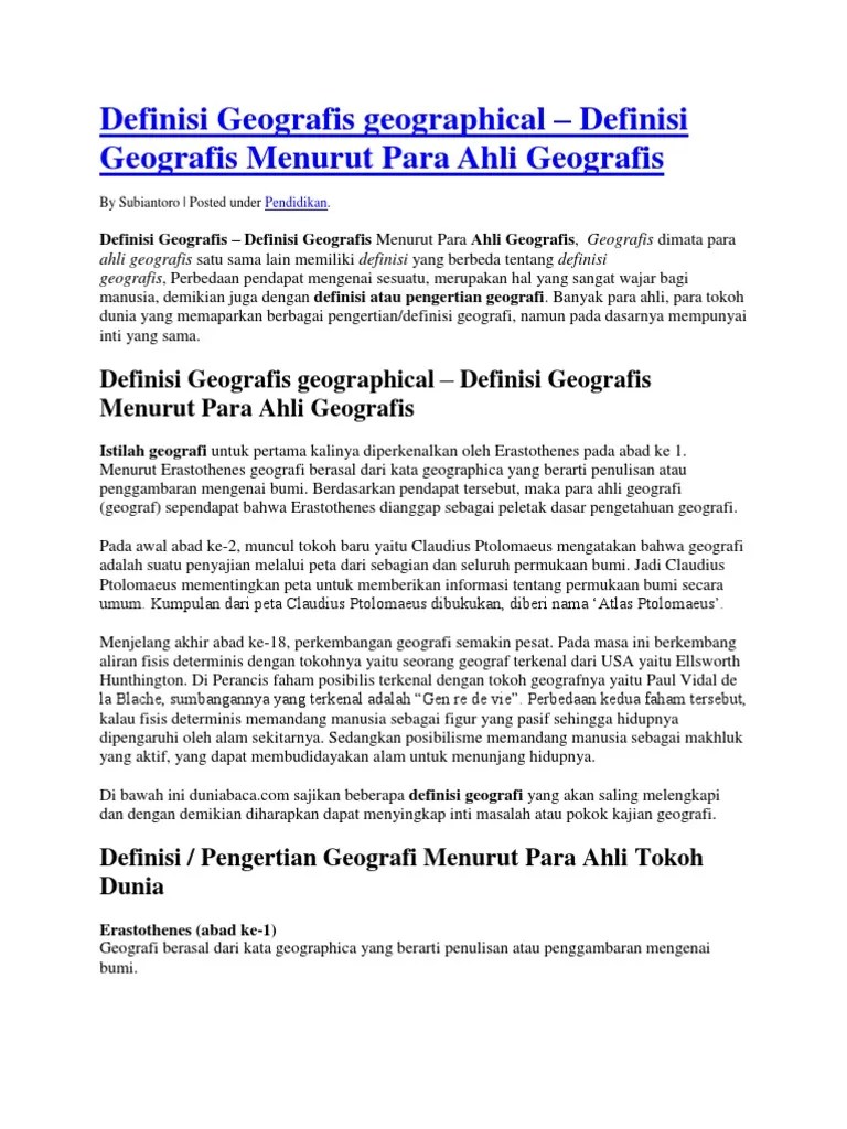 Definisi Geografis Geographical | PDF