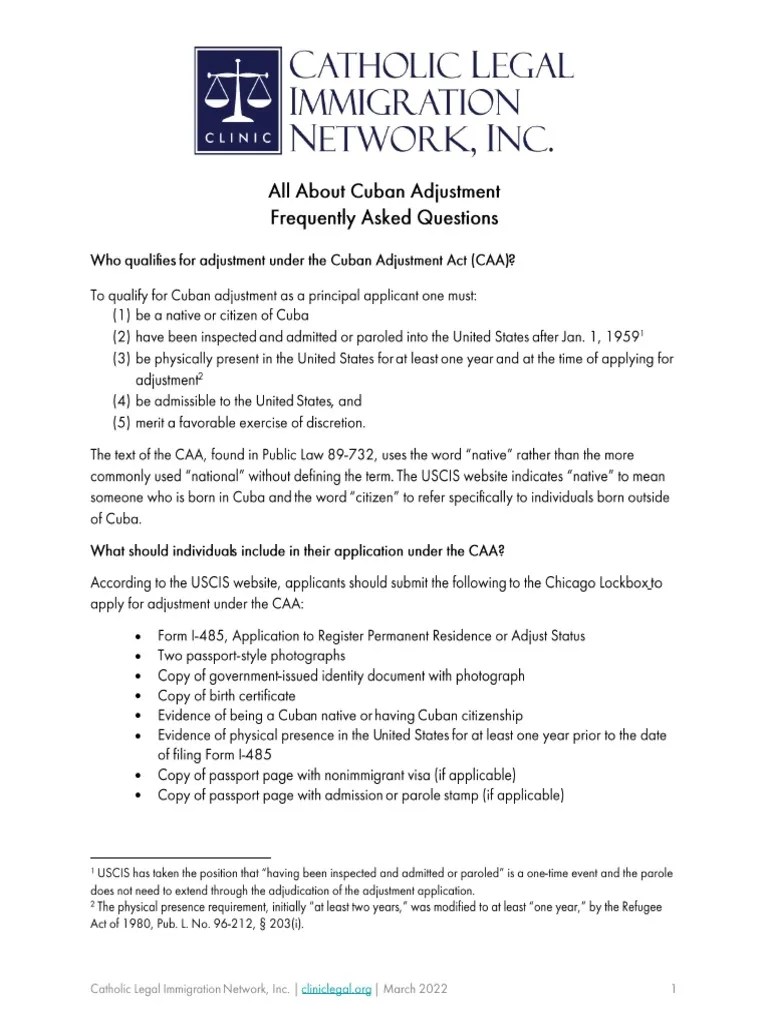 All About Cuban Adjustment Frequently Asked Questions March 2022 PDF