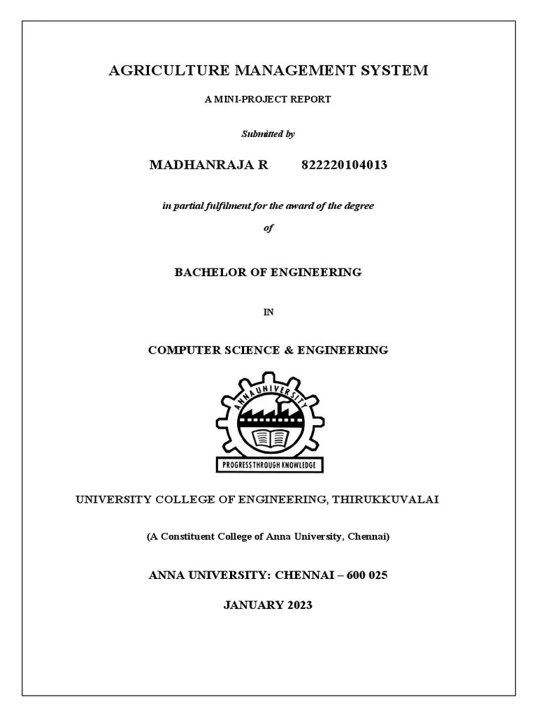 AGRICULTURE MANAGEMENT SYSTEM_MRR PDF