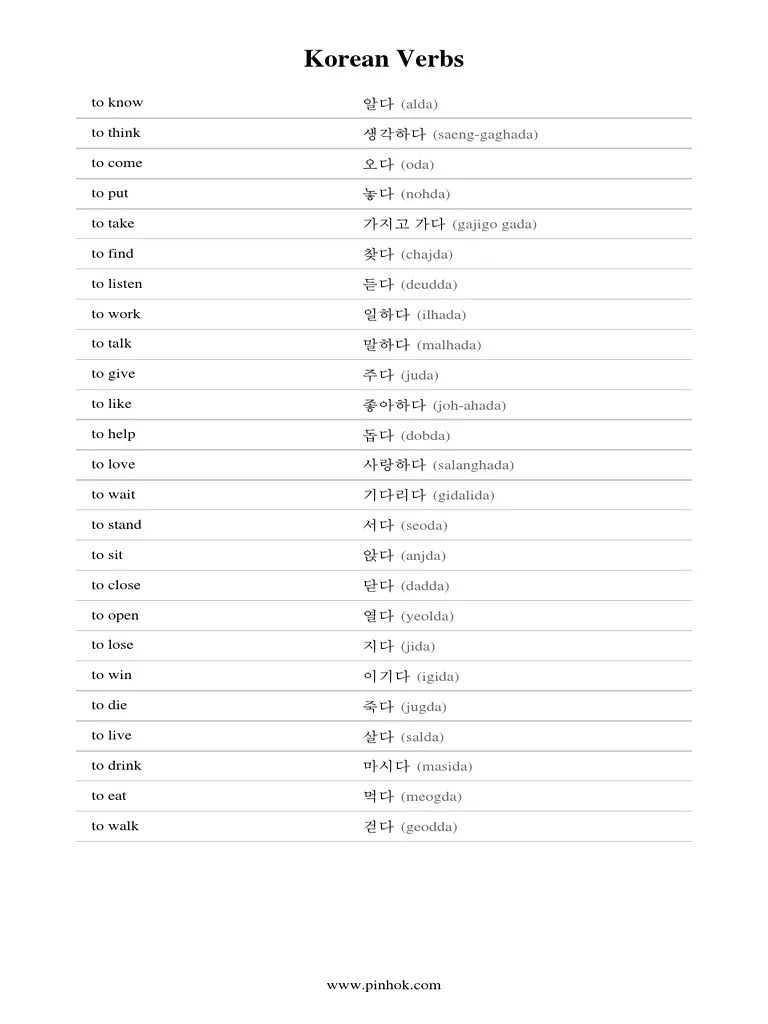Korean Verbs PDF
