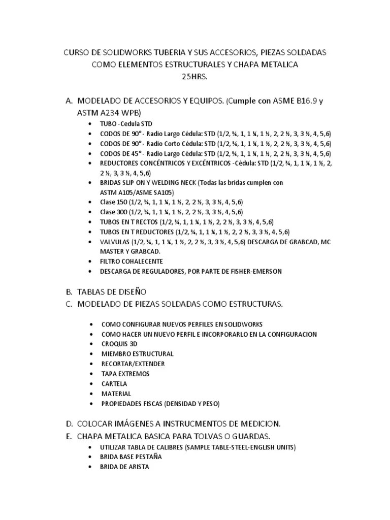 Curso de Solidworks Tuberia y Sus Accesorios | PDF | Ingeniería