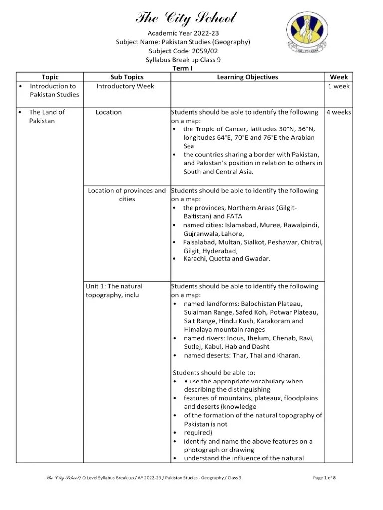 Cambridge Geography Syllabus PDF