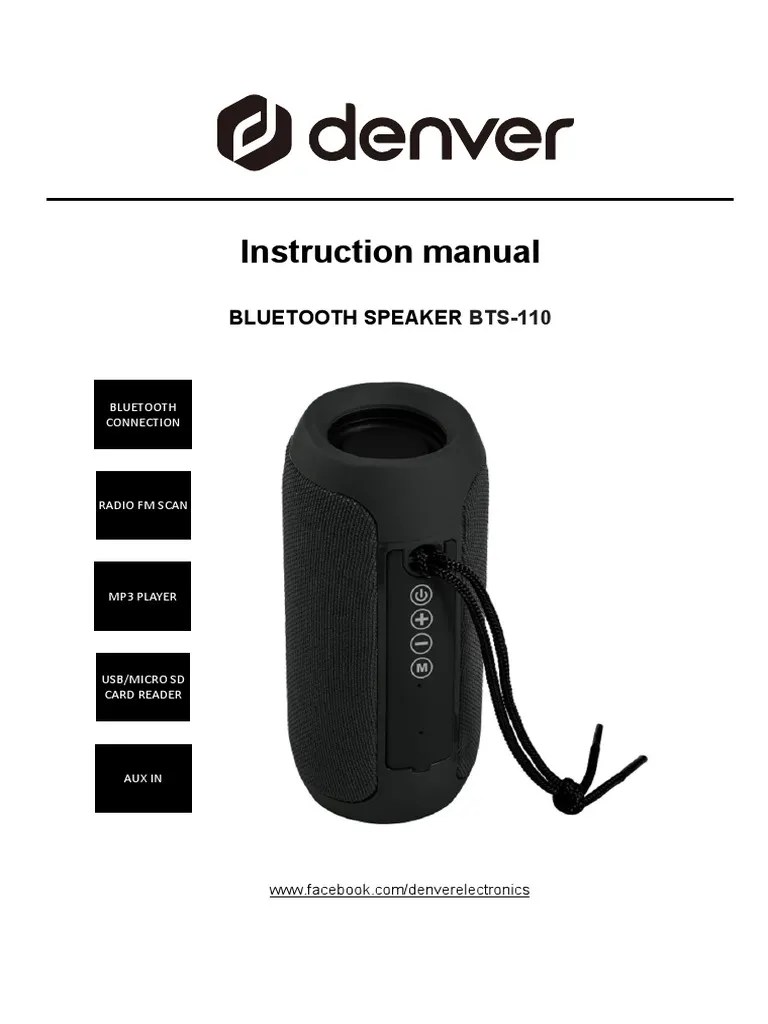 Denver Bts Bluetooth Speaker Manual PDF Bluetooth Usb