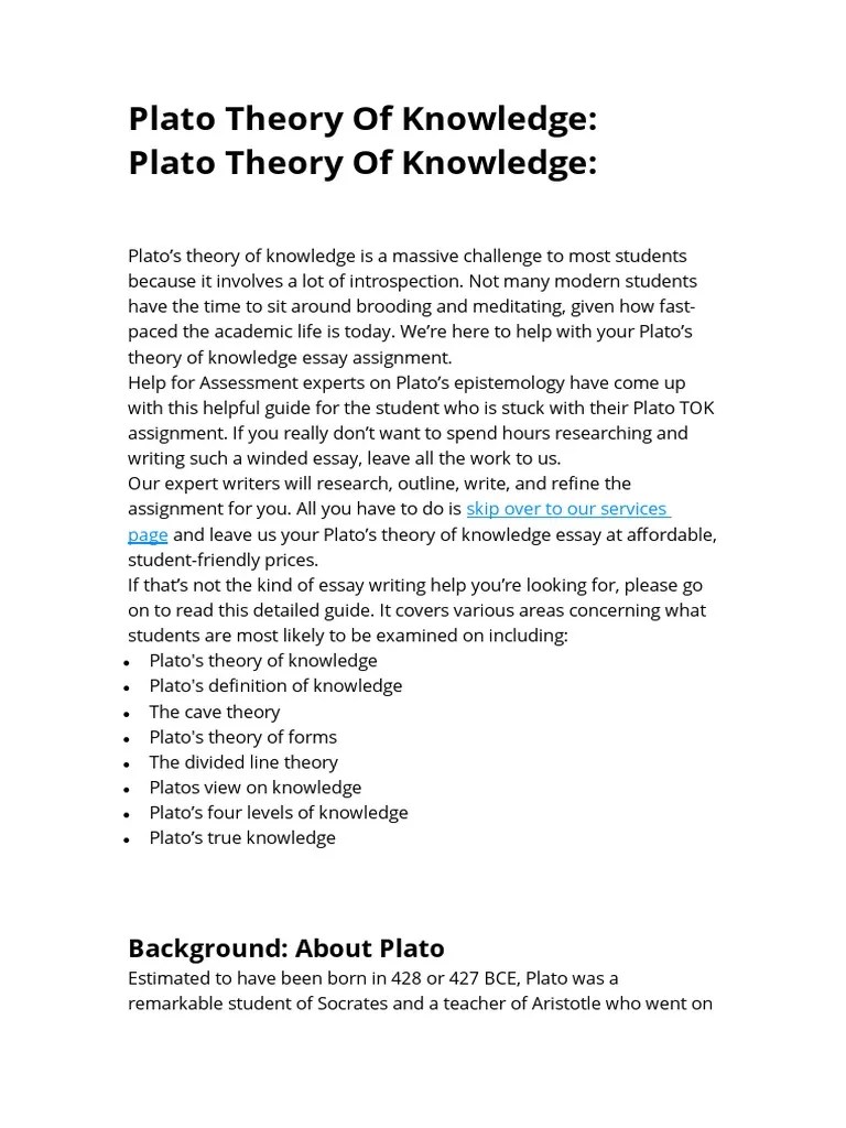 Plato Theory of Knowledge PDF Plato Knowledge
