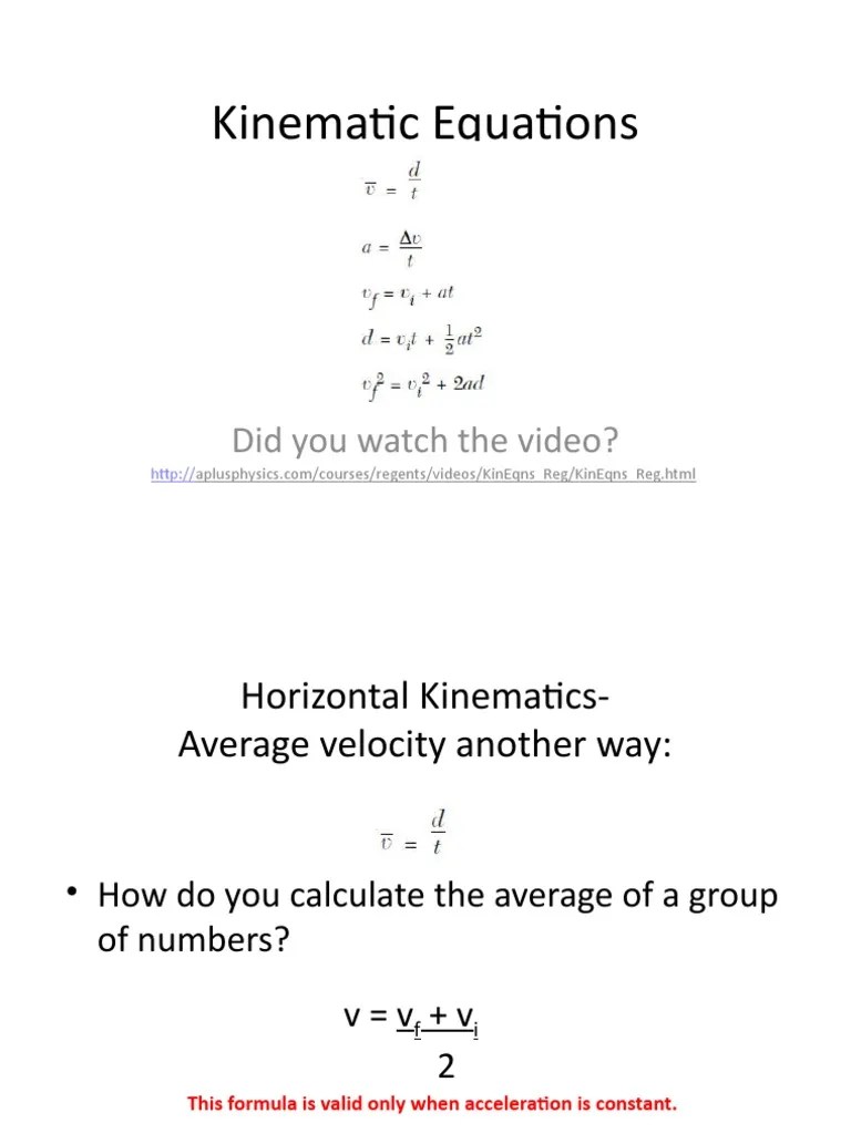 4 Kinematic Equations PDF