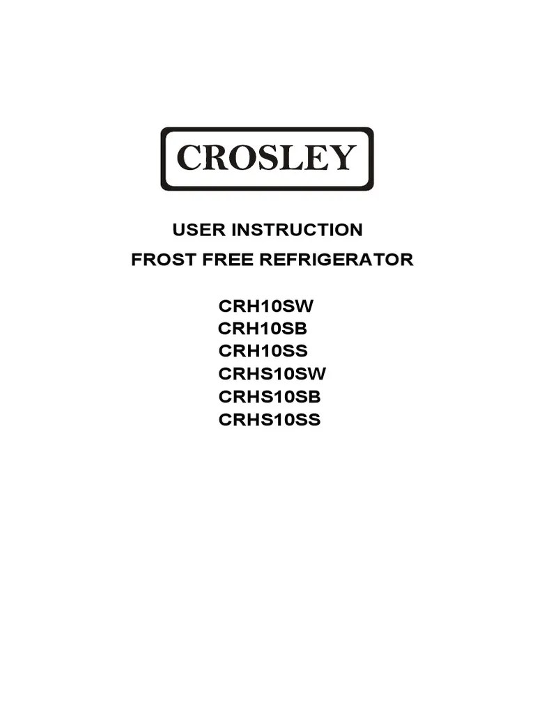 CROSLEYREFRIGERATORCRH10SW PDF