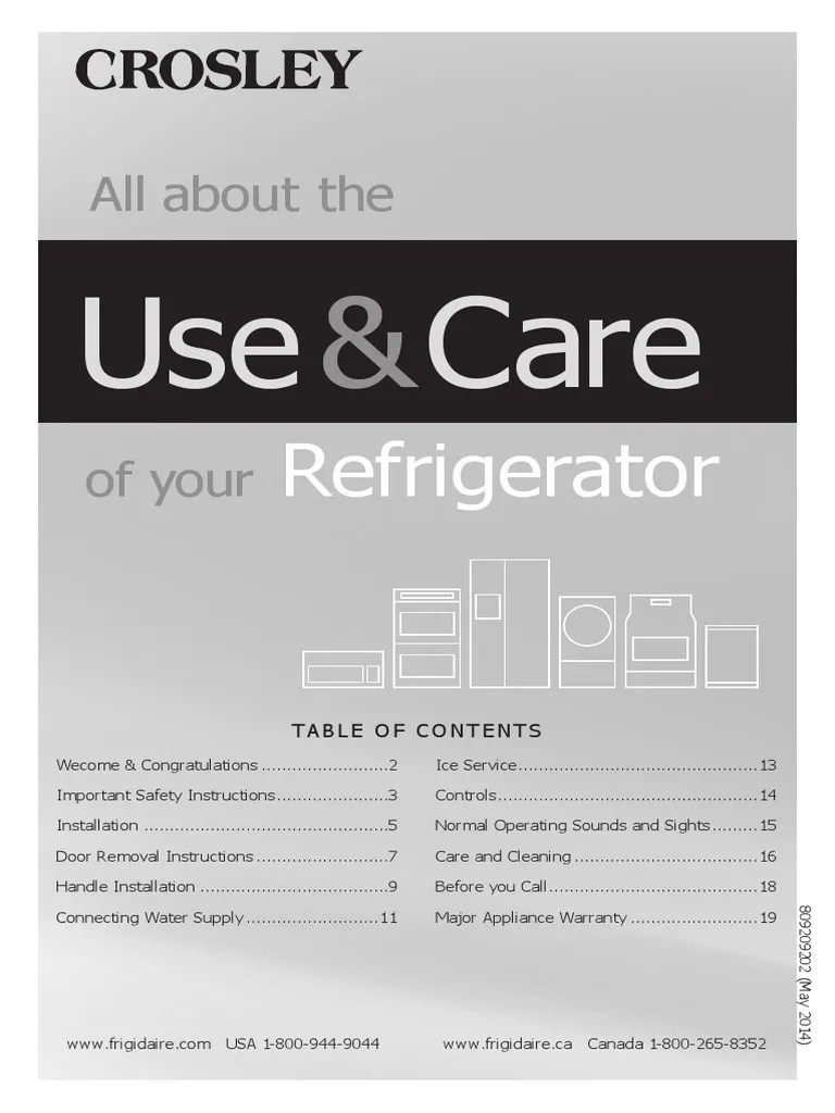 Crosley Refrigerator CRT206 PDF Refrigerator Pipe (Fluid Conveyance)