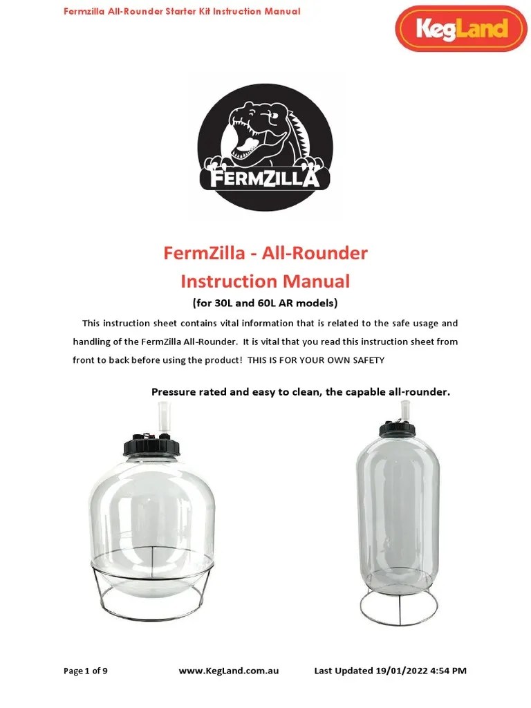 Fermzilla AllRounder Instruction Manual PDF Brewing Valve