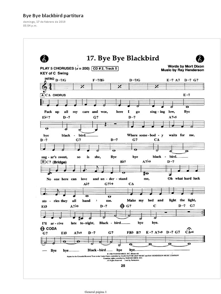 Bye Bye blackbird partitura PDF