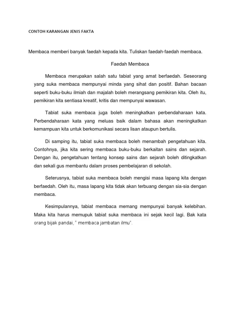 Contoh Karangan Fakta Karangan Fakta Pt3 Alam Sekitar Membaca Memberi Banyak Faedah Kepada Kita A Treasury Of Tragic Taless