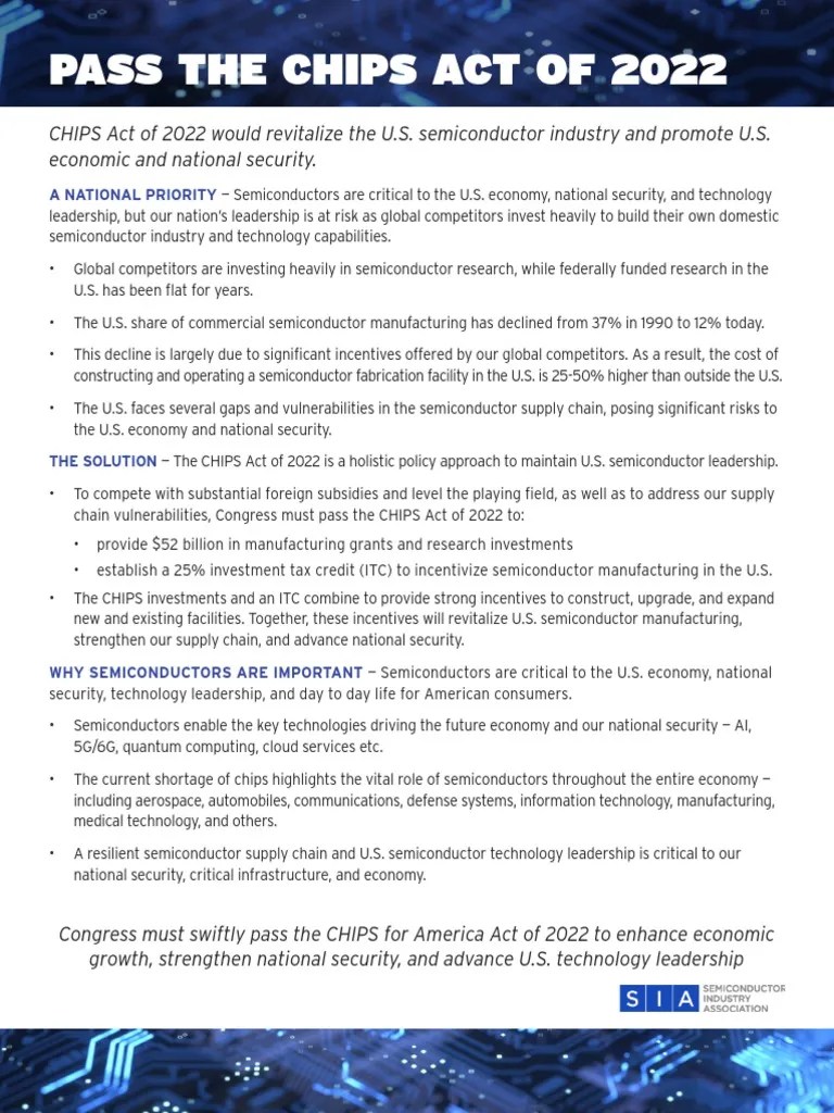 PasstheCHIPSActof2022FactSheet PDF Economy Of The United