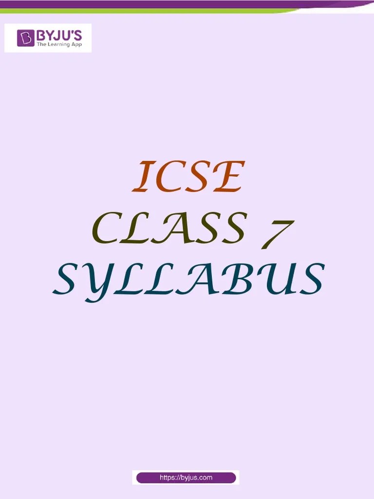 ICSE Board Class 7 Syllabus PDF