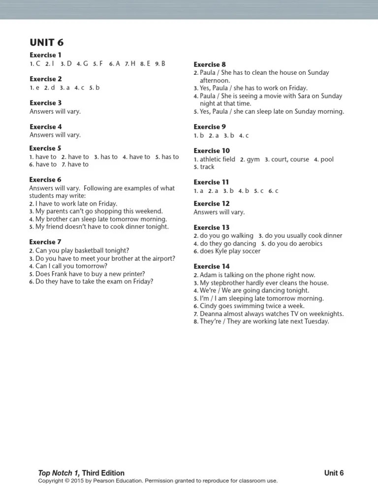 Top Notch 1B Workbook Answer Key Third Edition PDF Clothing