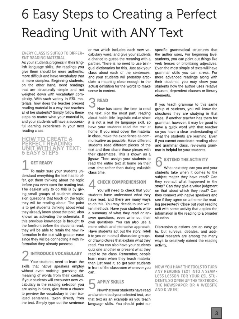 6 Easy Steps To Creating A Perfect Reading Unit | PDF