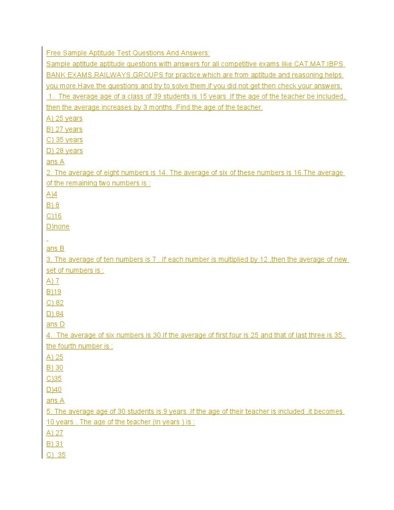 Free Sample Aptitude Test Questions and Answers | Partnership | Test