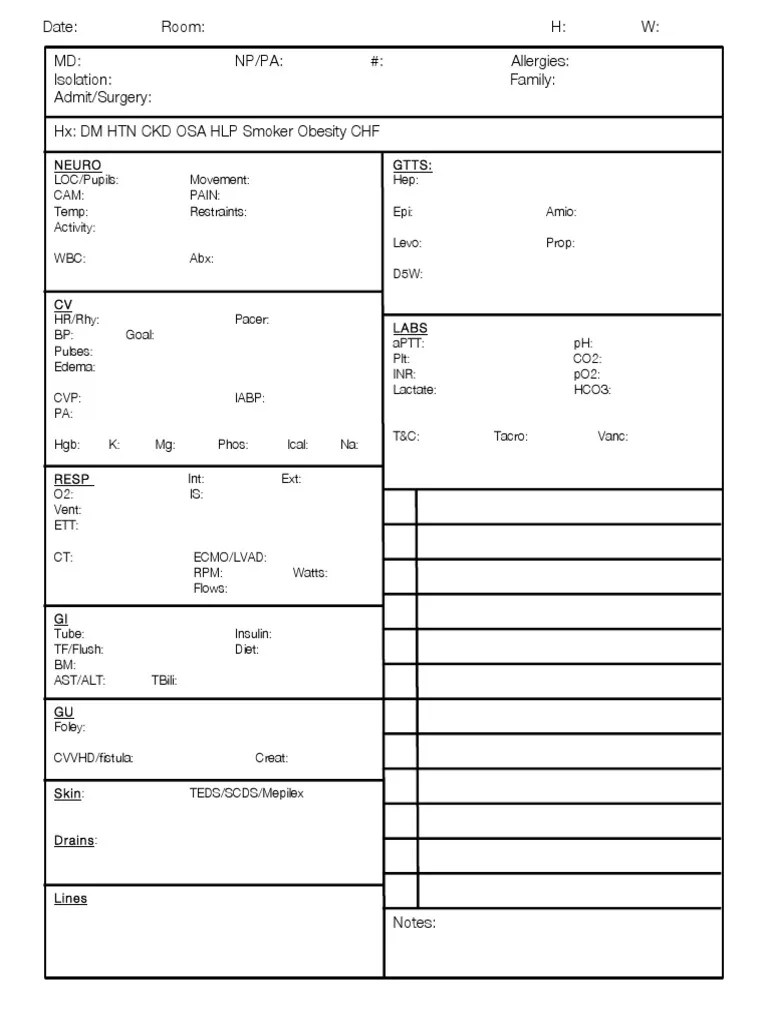Nurses Report Sheet PDF