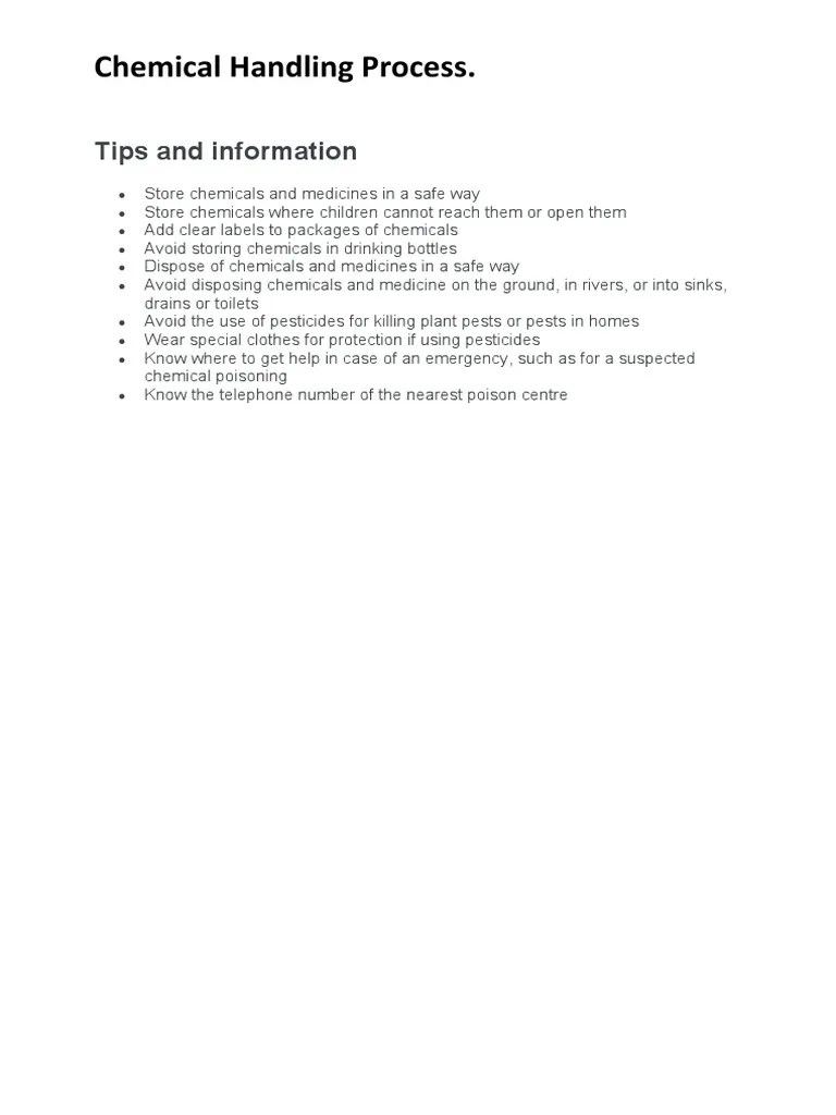 Chemical Handling Process PDF