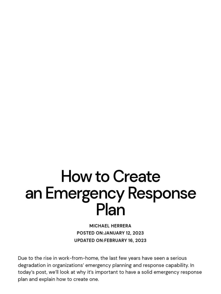 How to Create an Emergency Response Plan MHA Consulting PDF